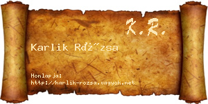 Karlik Rózsa névjegykártya