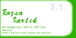 rozsa karlik business card